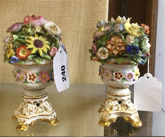 Pair Derby King St. Works flower urns